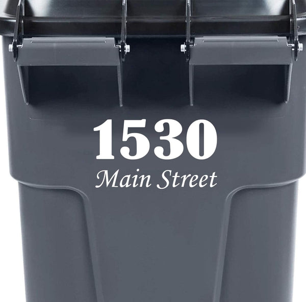 VWAQ Custom Garbage Can Decal Personalized Trash Bin Decor Address Vinyl Sticker - TC16