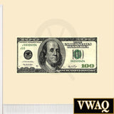 VWAQ Peel and Stick One Hundred Dollar Bill Repositionable Vinyl Wall Decal - VWAQ Vinyl Wall Art Quotes and Prints