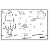 VWAQ Coloring Wall Prints: Outer Space Scene Dry Erase Peel and Stick Wall Decal - VWAQ Vinyl Wall Art Quotes and Prints