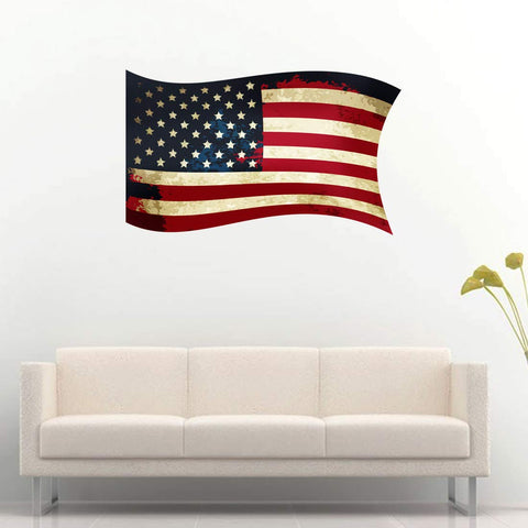 VWAQ US Flag Wall Decal Americana Wall Stickers Vintage American Flag Decor- TTC7-P - VWAQ Vinyl Wall Art Quotes and Prints