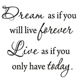 VWAQ Dream as if You'll Live Forever Live as if You'll Only Have Today Wall Decal - VWAQ Vinyl Wall Art Quotes and Prints