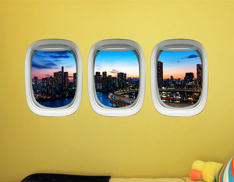 Airplane Window Stickers For Kids - Plane Window Clings, Tokyo Wall Decal Decor -PPW31 - VWAQ Vinyl Wall Art Quotes and Prints