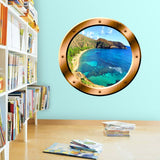 VWAQ Ocean Beach Mountain View Bronze Porthole Peel and Stick Vinyl Wall Decal - BP18