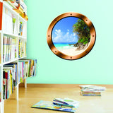 VWAQ Relaxing Beach Porthole Window Peel and Stick Vinyl Wall Art Decal - BP35