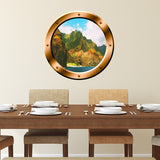 VWAQ Ocean Mountain View Bronze Porthole Peel and Stick Vinyl Wall Decal - BP39