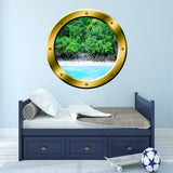 Ocean Shoreline Silver Porthole Window View Peel and Stick Decals VWAQ - GP15