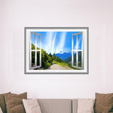 VWAQ Mountain Window Sticker Outdoors Wall Decals Peel and Stick Mural