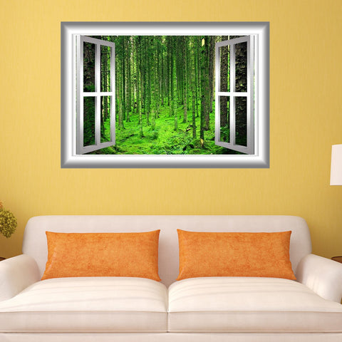 VWAQ 3D Window Frame Peel & Stick Wall Decal Outdoors View Forest Scene - NW30 - VWAQ Vinyl Wall Art Quotes and Prints