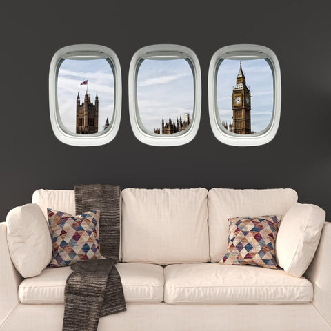 VWAQ Big Ben Wall Airplane Window Decals Kids Room Aviation Decor - PPW18 - VWAQ Vinyl Wall Art Quotes and Prints