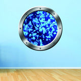 VWAQ Underwater Jellyfish Silver Porthole Peel and Stick Vinyl Wall Decal
