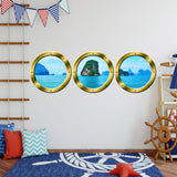 VWAQ Ocean View Window Portholes Three Porthole Windows Side By Side View - SPW11 no background