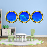 VWAQ Submarine Porthole Windows Shark Ocean Floor Underwater Scene Wall Decals