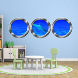 VWAQ Submarine Porthole Windows Shark Ocean Floor Underwater Scene Wall Decals