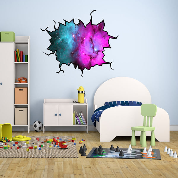 VWAQ Outer Space Wall Crack Galaxy Nebula Peel & Stick Removable Wall Decal (VWAQ-WC10)