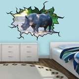 VWAQ Rhino Wall Decal Rhino Wall Art Hole In The Wall Safari Animal Decor