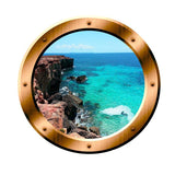 VWAQ Ocean Side Cliff View Bronze Porthole Peel and Stick Vinyl Wall Decal - VWAQ Vinyl Wall Art Quotes and Prints no background
