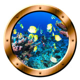 VWAQ Coral Reef Fish View Bronze Porthole Peel and Stick Vinyl Wall Decal - BP16 - VWAQ Vinyl Wall Art Quotes and Prints