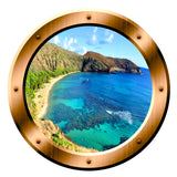 VWAQ Ocean Beach Mountain View Bronze Porthole Peel and Stick Vinyl Wall Decal - VWAQ Vinyl Wall Art Quotes and Prints no background