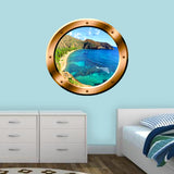 VWAQ Ocean Beach Mountain View Bronze Porthole Peel and Stick Vinyl Wall Decal - VWAQ Vinyl Wall Art Quotes and Prints