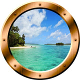 VWAQ 1 X Beach Porthole Ocean Wall Decal 3D Beach Wall Sticker Peel And Stick Decor no background