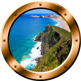 VWAQ Ocean Mountain View Bronze Window Porthole Peel & Sticker Wall Decal - VWAQ Vinyl Wall Art Quotes and Prints no background