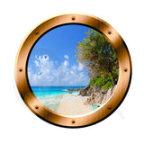VWAQ Relaxing Beach Porthole Window Peel and Stick Vinyl Wall Art Decal - VWAQ Vinyl Wall Art Quotes and Prints no background