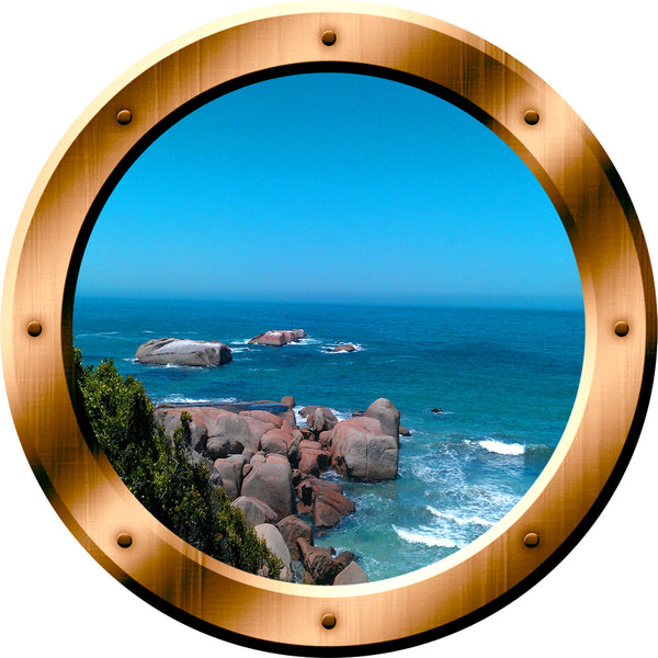 VWAQ Ocean View Bronze Porthole Peel and Stick Vinyl Wall Decal - VWAQ Vinyl Wall Art Quotes and Prints no background