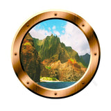 VWAQ Ocean Mountain View Bronze Porthole Peel and Stick Vinyl Wall Decal - VWAQ Vinyl Wall Art Quotes and Prints no background