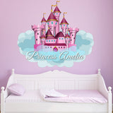 VWAQ Personalized Princess Castle Wall Decals for Girls Bedroom