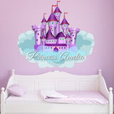VWAQ Personalized Princess Castle Wall Decals for Girls Bedroom