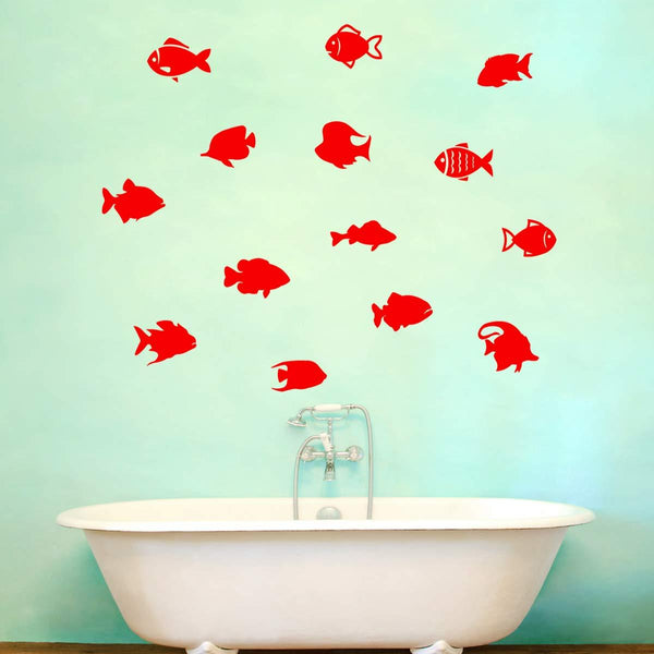 VWAQ School of Fish Wall Stickers - Pack of 14 Vinyl Decals - Version 2 - VWAQ Vinyl Wall Art Quotes and Prints
