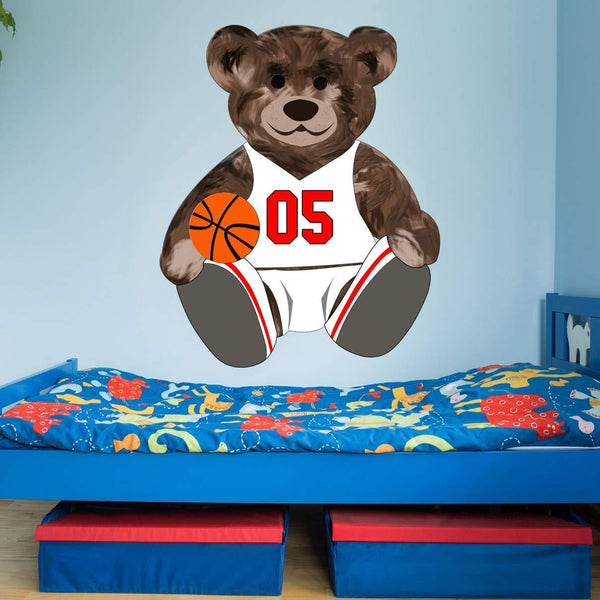 VWAQ Basketball Player Teddy Bear Wall Decal - Sports Kids Room Sticker Decor - TEB5 - VWAQ Vinyl Wall Art Quotes and Prints