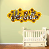 VWAQ Custom Name Sunflower Wall Decal - Personalized Girls Room Flowers Decor - HOL18 - VWAQ Vinyl Wall Art Quotes and Prints