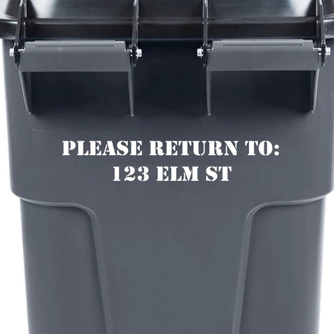 VWAQ Custom Trash Can Decal Numbers Personalized Address Garbage Bin Stickers Please Return to - TC8 - VWAQ Vinyl Wall Art Quotes and Prints