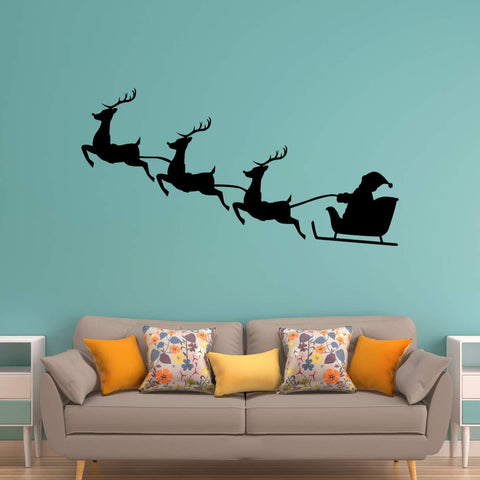 VWAQ Santa Claus Wall Decal Reindeer Christmas Holiday Vinyl Sticker - VWAQ Vinyl Wall Art Quotes and Prints