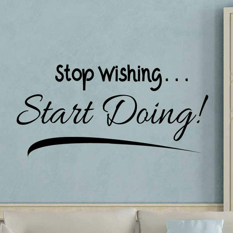 VWAQ Stop Wishing Start Doing Wall Decal Motivational Achievement Quotes Decor - VWAQ Vinyl Wall Art Quotes and Prints