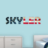 VWAQ Custom Name American Flag Wall Decal, Personalized Kids Room US Flag Wall Sticker -AN1 - VWAQ Vinyl Wall Art Quotes and Prints