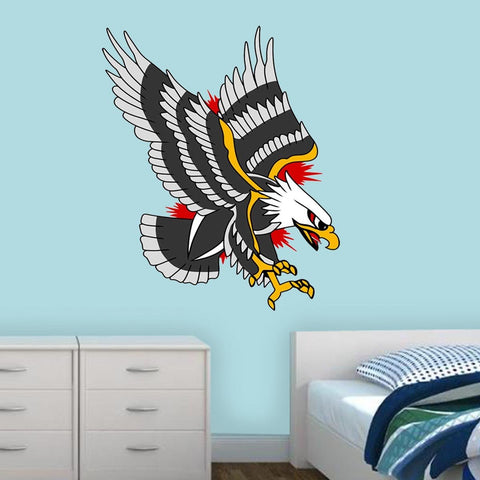 VWAQ Bald Eagle Vinyl Wall Decal - American Traditional Tattoo Wall Art Decor - AT2 - VWAQ Vinyl Wall Art Quotes and Prints