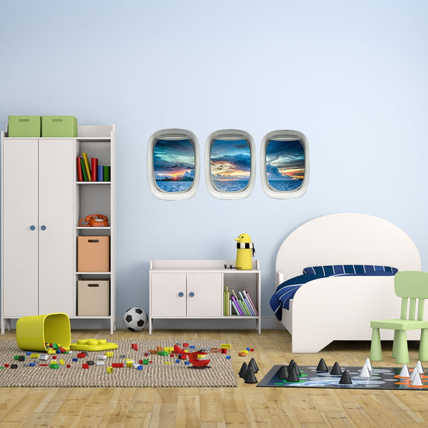 VWAQ Pack of 3 Airplane Window Peel & Stick Vinyl Wall Decals - PPW23 - VWAQ Vinyl Wall Art Quotes and Prints