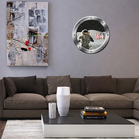 Astronaut Moon Peel and Stick Space Porthole Vinyl Wall Decal - PS2 - VWAQ Vinyl Wall Art Quotes and Prints