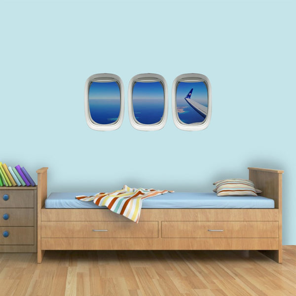 VWAQ Pack of 3 Airplane Window Ocean Wing View Peel n Stick Vinyl Wall Decals - PPW29 - VWAQ Vinyl Wall Art Quotes and Prints