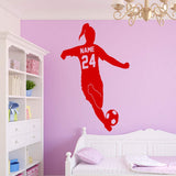 VWAQ Custom Name Girls Soccer Player Wall Decal with Personalized Name and Soccer Ball - TTC20 - VWAQ Vinyl Wall Art Quotes and Prints