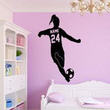 VWAQ Custom Name Girls Soccer Player Wall Decal with Personalized Name and Soccer Ball - TTC20 - VWAQ Vinyl Wall Art Quotes and Prints