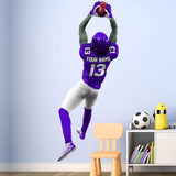 VWAQ Personalized Football Player Wall Decal - Custom Name Sports Wall Sticker Peel and Stick - HOL30 - VWAQ Vinyl Wall Art Quotes and Prints