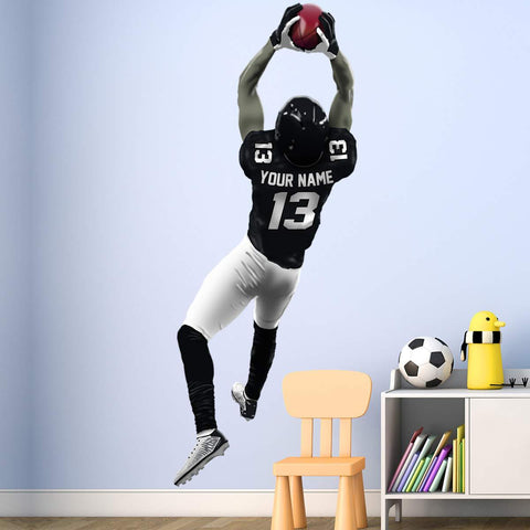 VWAQ Personalized Football Player Wall Decal - Custom Name Sports Wall Sticker Peel and Stick - HOL30 - VWAQ Vinyl Wall Art Quotes and Prints