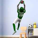 VWAQ Personalized Football Player Wall Decal - Custom Name Sports Wall Sticker Peel and Stick - HOL30 - VWAQ Vinyl Wall Art Quotes and Prints