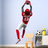 VWAQ Personalized Football Player Wall Decal - Custom Name Sports Wall Sticker Peel and Stick - HOL30 - VWAQ Vinyl Wall Art Quotes and Prints
