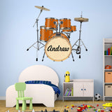 VWAQ Custom Drum Set Wall Sticker - Personalized Decal Music Kids Musician Decor - HOL29 - VWAQ Vinyl Wall Art Quotes and Prints