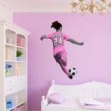 VWAQ Personalized Girl Soccer Player Wall Decal - Custom Name Sports Sticker Decor - HOL32 - VWAQ Vinyl Wall Art Quotes and Prints