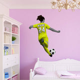VWAQ Personalized Girl Soccer Player Wall Decal - Custom Name Sports Sticker Decor - HOL32 - VWAQ Vinyl Wall Art Quotes and Prints